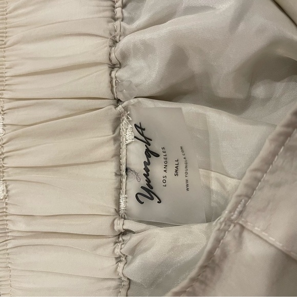 Young LA Womens Retro Cargo Joggers W222 Size Small Beige Pockets Parachute - Picture 7 of 12